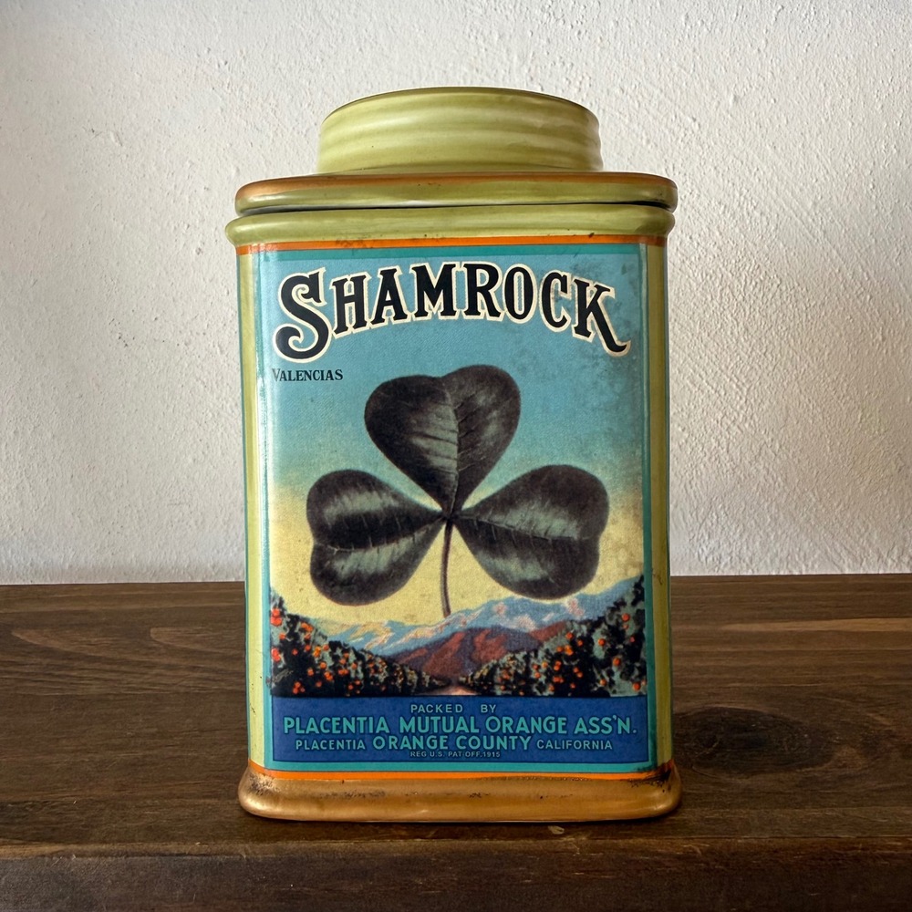 Oneida Vintage Label Collection Shamrock Valencias Ceramic Canister Jar w/ Lid